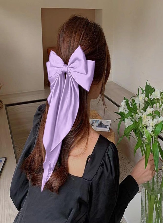 LAOTIDui Hair Bows for Women,Big Purple Bow,Large Hair Bows Long Tail,Bow Hair Clips,Satin Hair Bow,Girls Hair Bows,Hair Bows Clips,Hair Accessories Hair Bows - Image 2